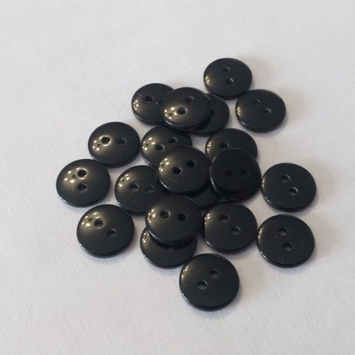 Boutons acryliques noir de 12 mm