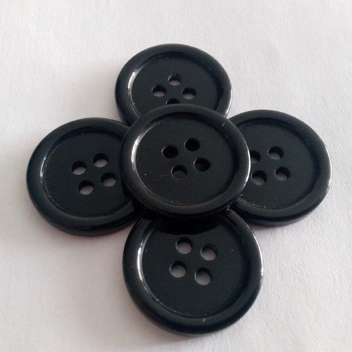 Boutons ronds noirs de 20 mm