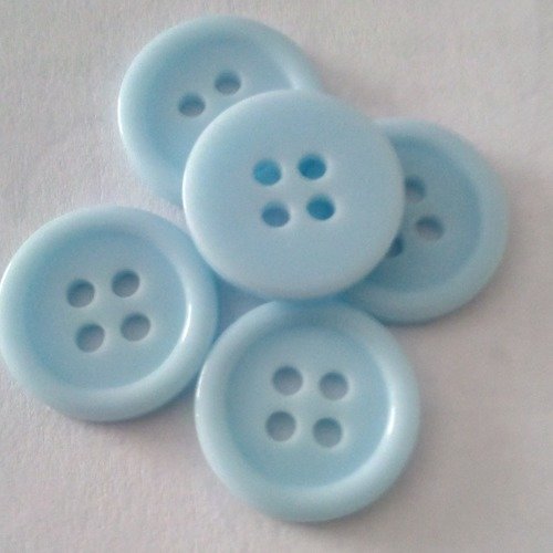 Boutons ronds bleu bebe de 15 mm