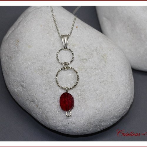 Collier en argent et swarovski rouge