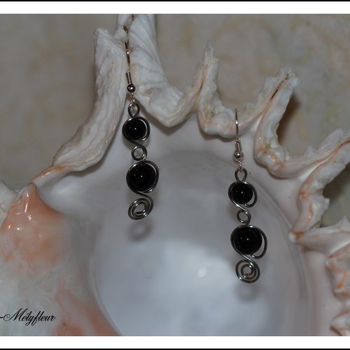Boucles d'oreilles avec pierres en onyx noir