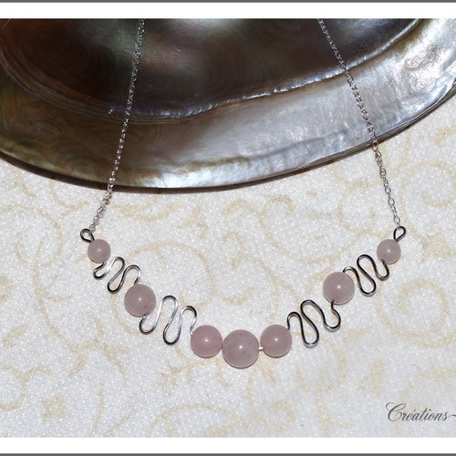 Collier pierres naturelles en quartz rose