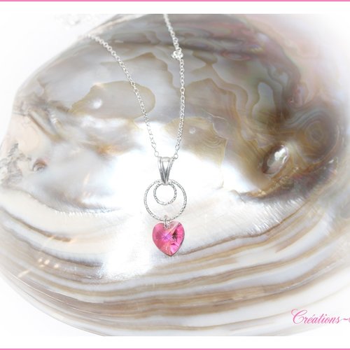 Collier coeur swarovski rose