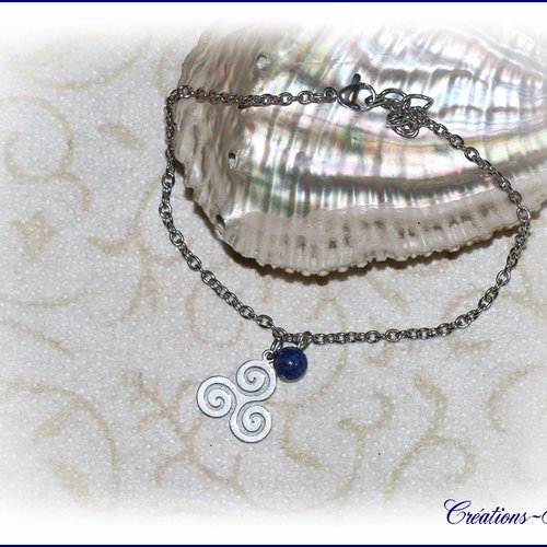 Bracelet celtique en pierre naturelle : lapis lazuli
