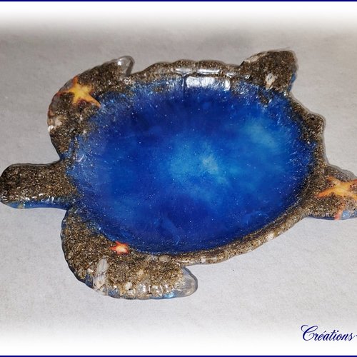 Déco tortue en résine bleue