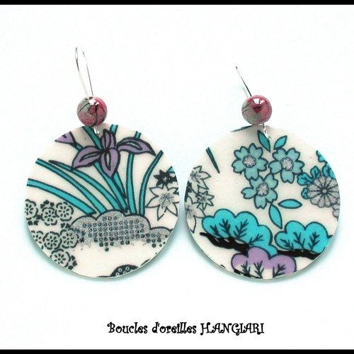 Collection japonaise : boucles d'oreilles poétiques japonaises * jardin fleuri *