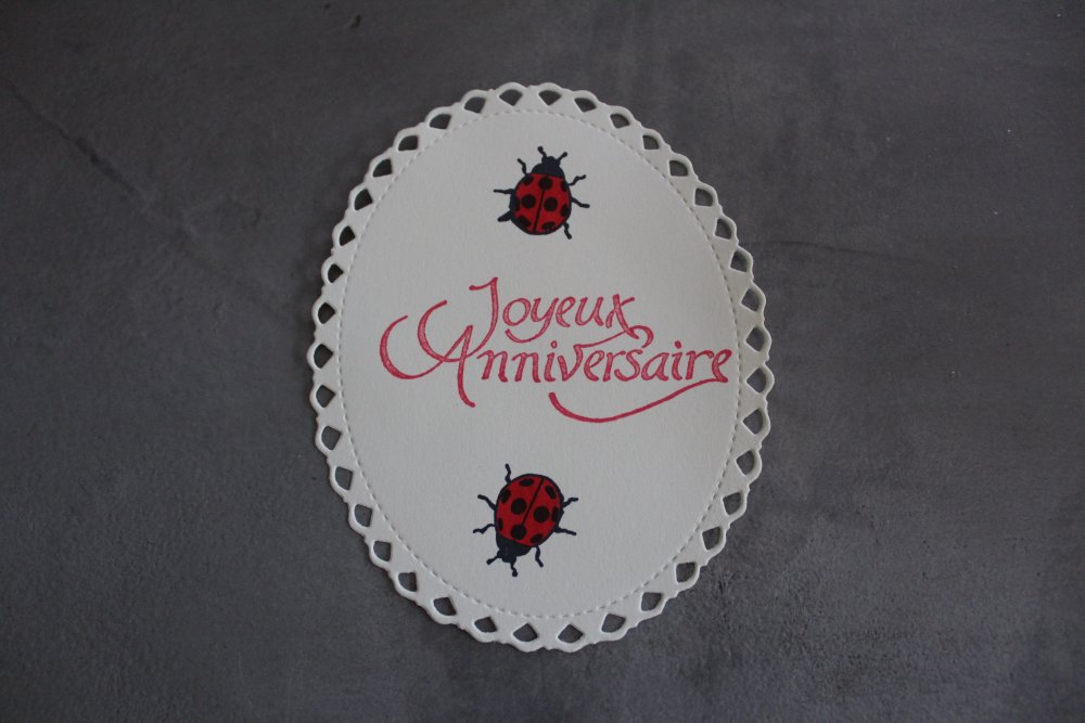 N P 155 Etiquette Tamponnage Embellissement Joyeux Anniversaire Coccinelle Un Grand Marche