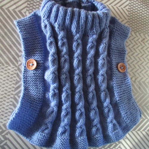 Poncho bébé 0 à 3 mois au tricot