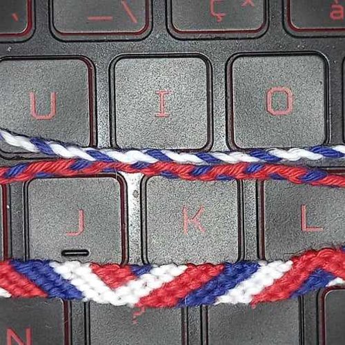 Bracelet brésilien drapeau france, zig-zag, 6 brins