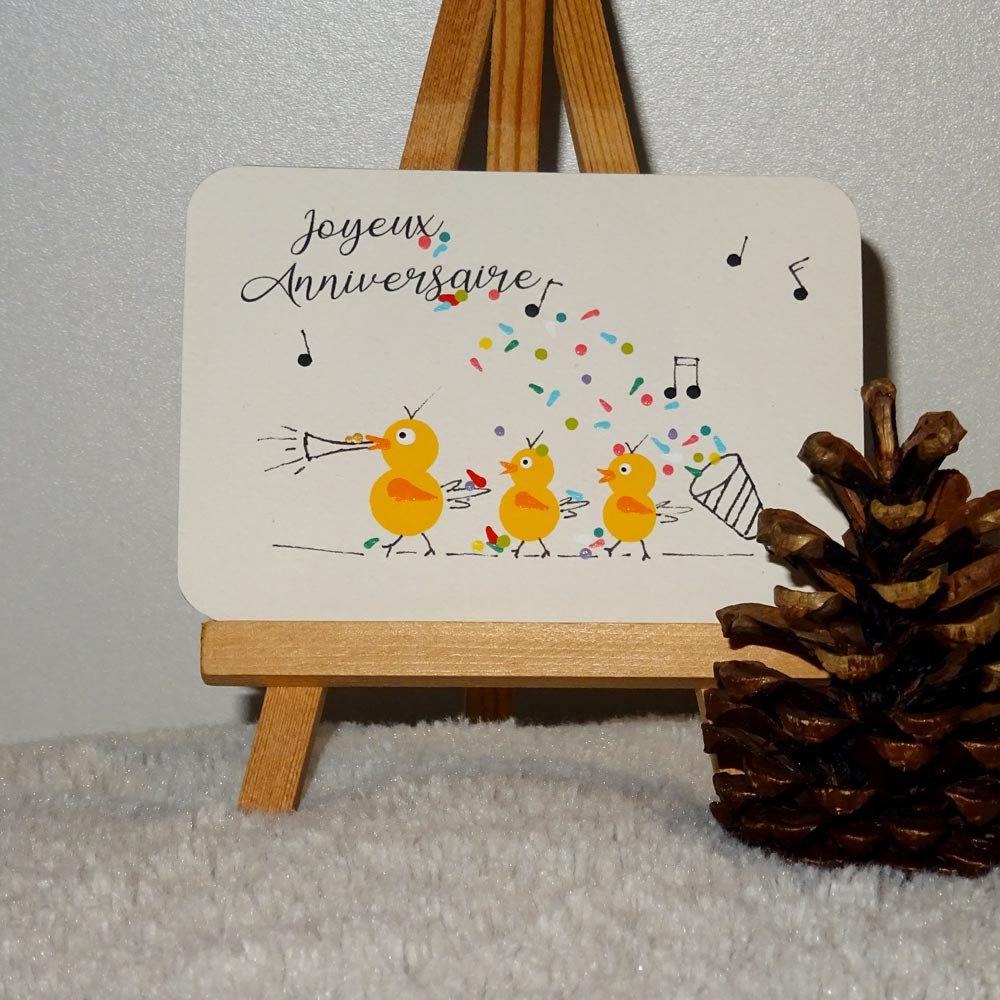 Petite Carte D Anniversaire 7x10cm Decor Poussin Musique Un Grand Marche