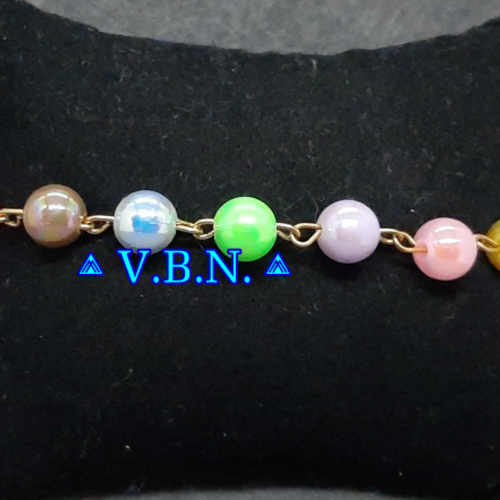 Bracelet/chevillère avec perles acrylique en acier inoxydable doré