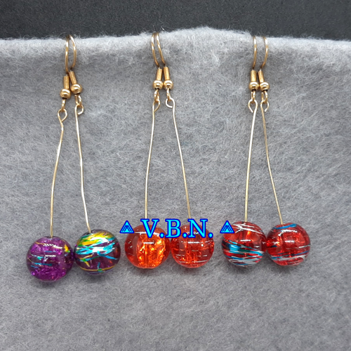 Boucles d'oreilles avec des perles de 10 mm en cristal de verre