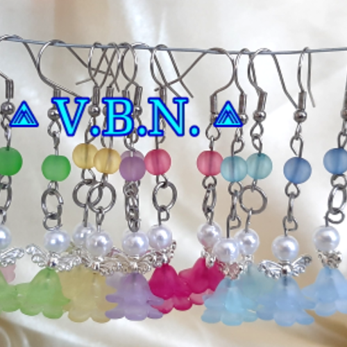 Boucles d'oreilles anges en perles givrée verre couleurs aux choix