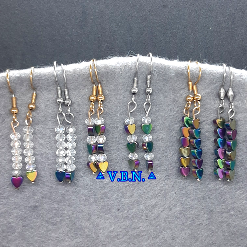 Petite boucles d'oreilles en coeur hématite