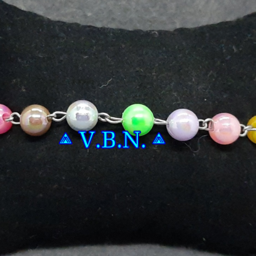 Bracelet/chevillère avec perles acrylique en acier inoxydable argent