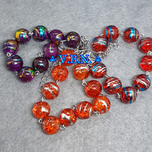 Bracelets avec des perles de 10 mm en cristal de verre inoxydable argent
