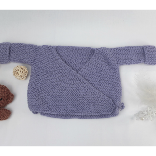 Brassière bébé naissance en tricot de coton bio - gris clair chine