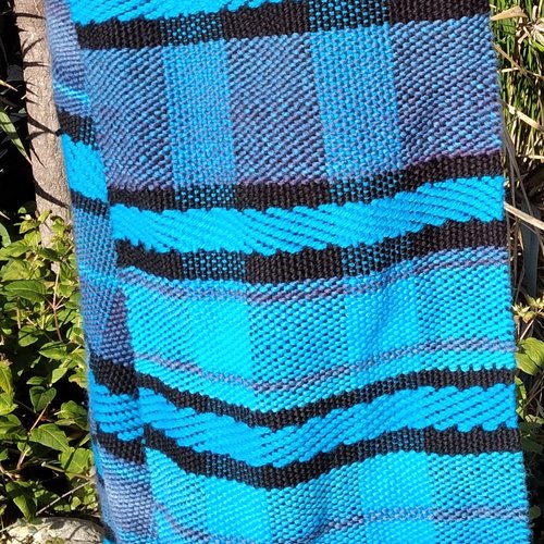 Écharpe homme en laine tissée à la main bleue et noire