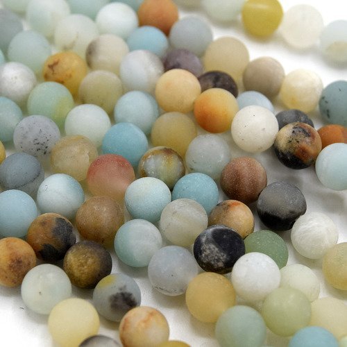 20 perles amazonite pierre naturelle  ronde givré 8mm