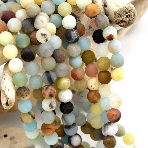 20 perles amazonite pierre naturelle  ronde aqua-marine 6mm 
