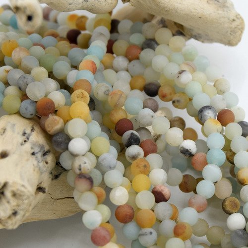 20 perles amazonite pierre naturelle  ronde aqua-marine 4mm 