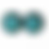  2 cabochons rond en verre avec images plumes de paon bleu et vert 25mm   "5"