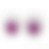  2 cabochons rond en verre avec images plumes de paon blanc et rose 25mm   "2"