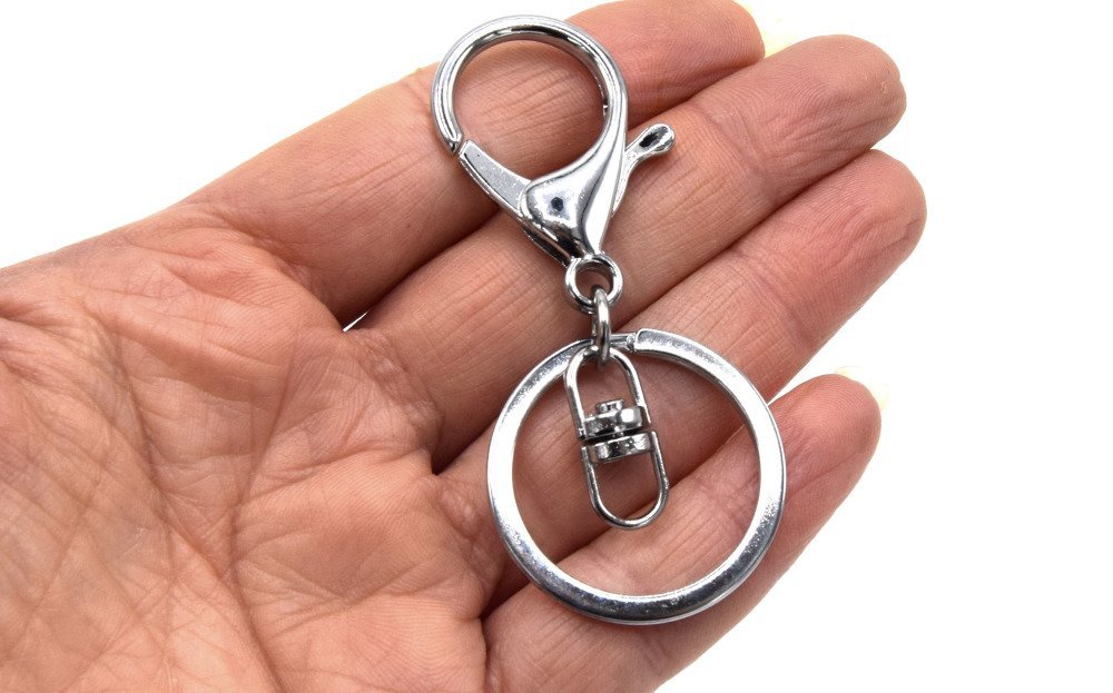Porte clés mousqueton 40 mm - Argenté vieilli x1 - Perles & Co
