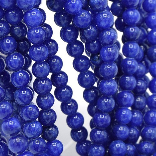 X10 perles de gemmes jade naturelle bleu royal 6mm pierre semi-precieuse - 