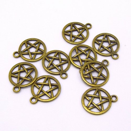 X10 pentagrammes étoiles sorcières bronze halloween b60