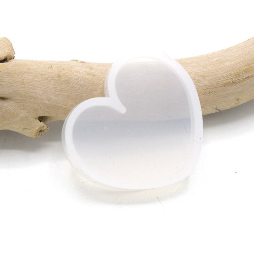  x1 moule souple en silicone blanc cœur 35mm x 31mm , moule résine, polymer, bougie, savon.