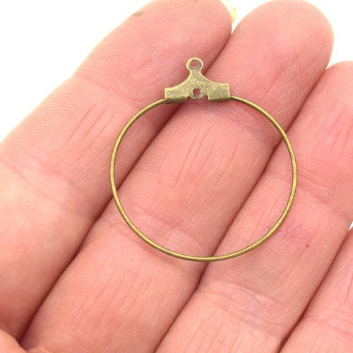 X10 créoles anneaux à suspendre ø26 mm bronze, anneau verre à vin, cercle connecteur gs3