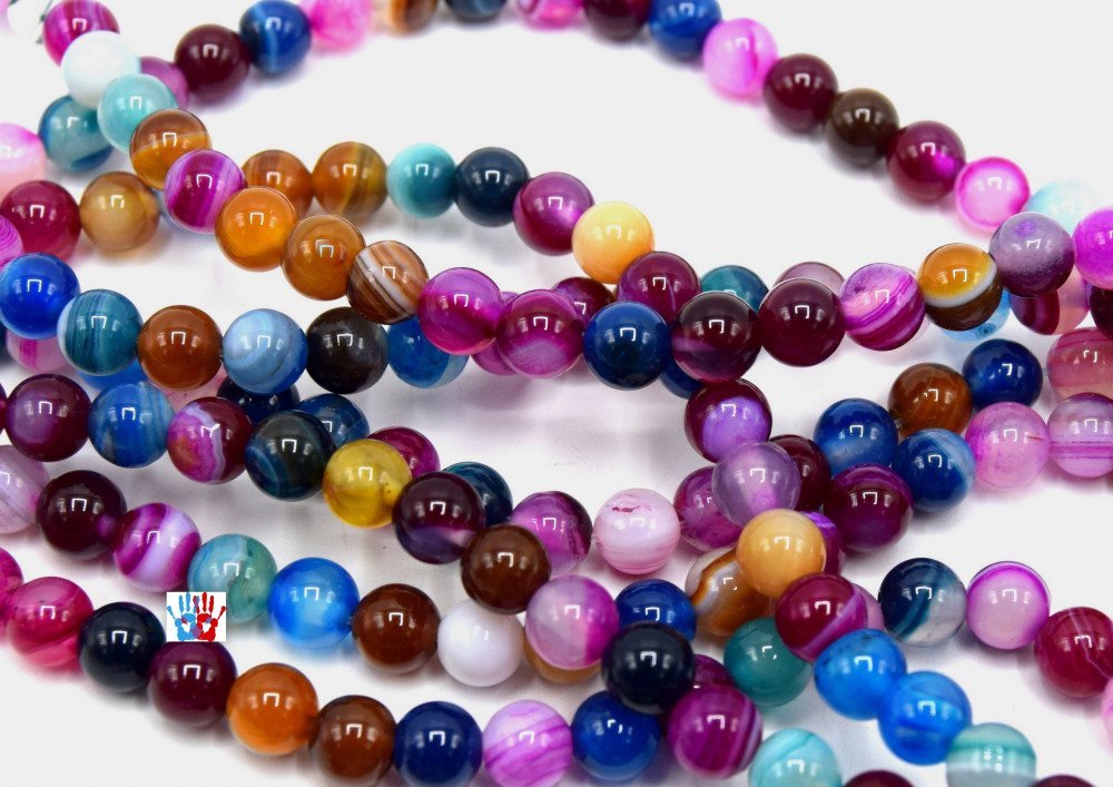 54 agate pierres multicolores 6 Mm Nature Perles Gemmes Pierres a Grade g812#3 