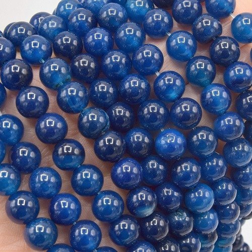 X20 perles de gemmes agate 8mm midnightblue - pierre semi-precieuse - 8mm agate gemstones midnight blue