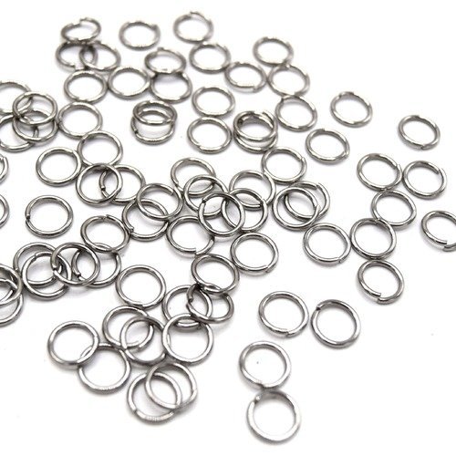 30 anneaux argenté en acier-inoxydable de 7x1mm ref201601 