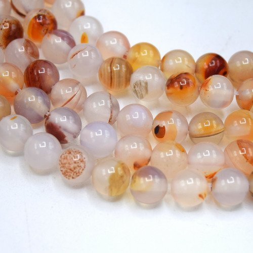 X20 perles agate 6mm pierre ronde marron, pierre de gemmes naturelle - pour fabrication de bijoux diy