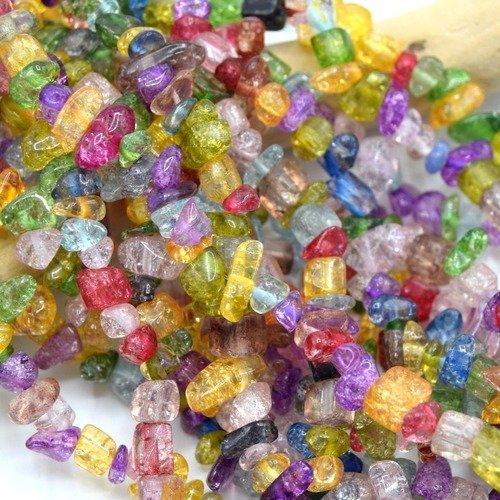 X50 perles quartz mixte chips pierre de gemmes -puce quartz multicolore bijoux- pearls stone gemstones-