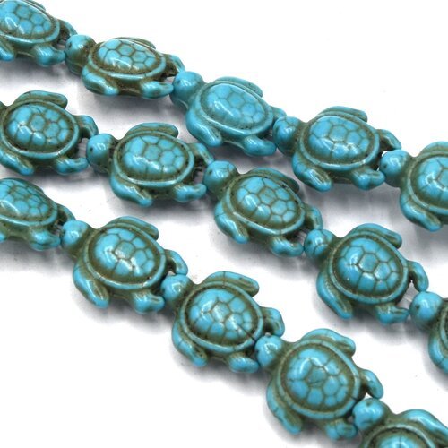 X20 perles tortues howlite turquoise 18 mm 
