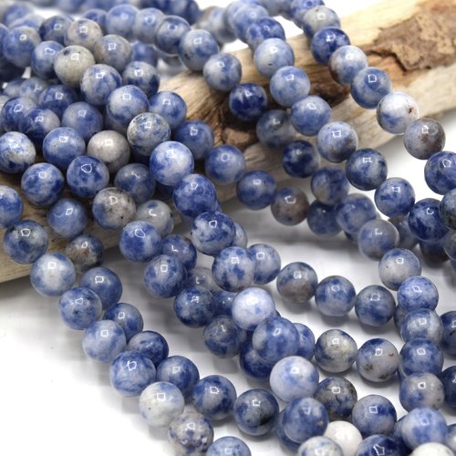 Lot de 20 perles de gemmes bleue taché ronde 6mm blue spot -