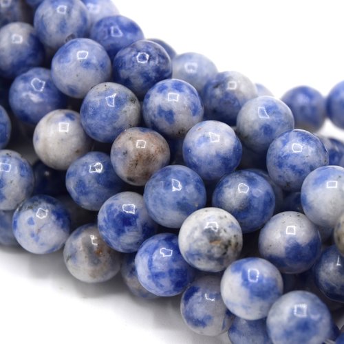 Lot de 50 perles de gemmes bleue taché ronde 6mm blue spot -