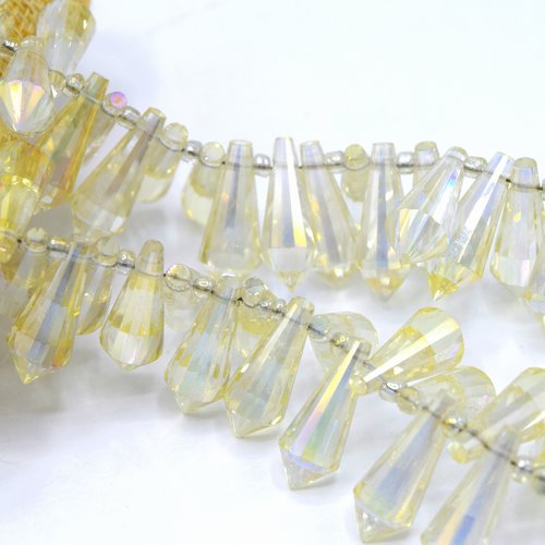 5 perles de verre gouttes plaquée lustre à facettes -