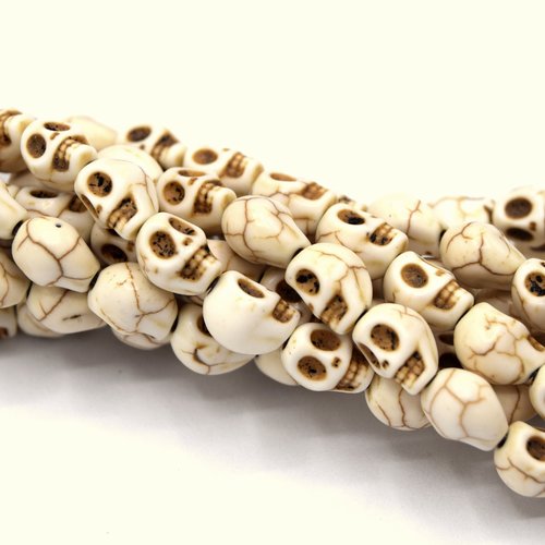 X20 perles tête de mort ivoire - crâne skull howlite 8mm 