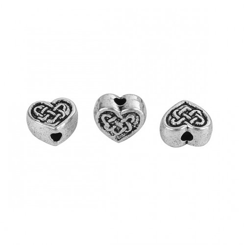 X20 perles métal coeur noeud celtique argent tibétain