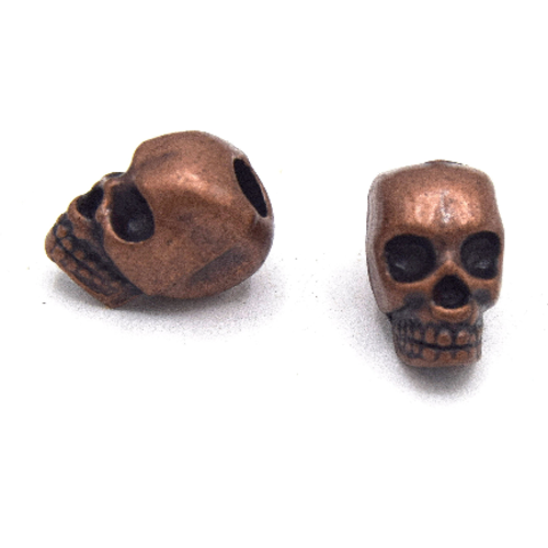 X10 de perles tête de mort - crâne skull cuivré antique 12 mm -  pm29