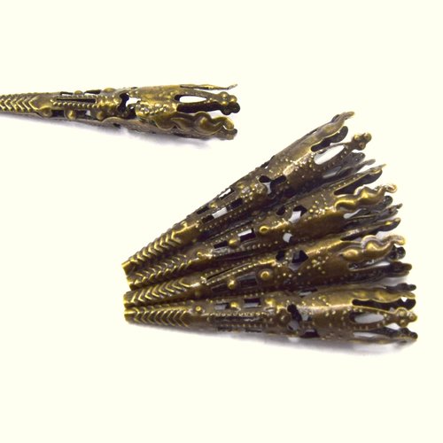 X40 cône en métal filigrané couleur bronze ongles entretoises ~40/41mm  cal2
