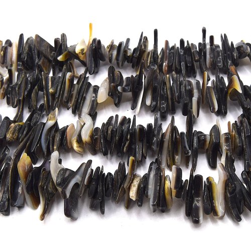 X50  perles de coquille  formes irrégulières en nacre noir