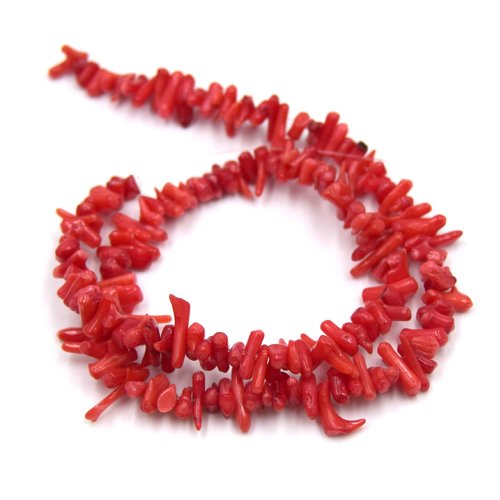 X50 perles corail bambou rouge