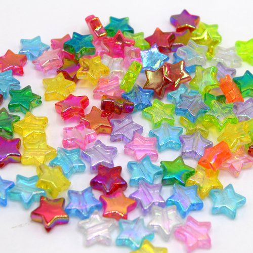 X50 perles étoiles multicolores 10mm ab -