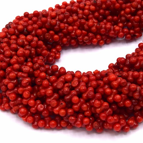 X50 perles corail bambou rouge forme os