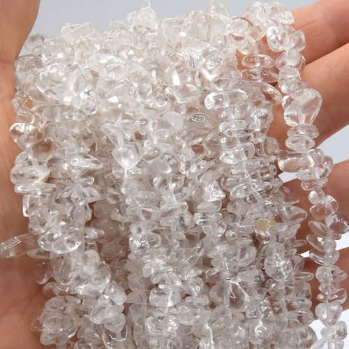 Perles de cristal de quartz chips -  lot de 50 perles